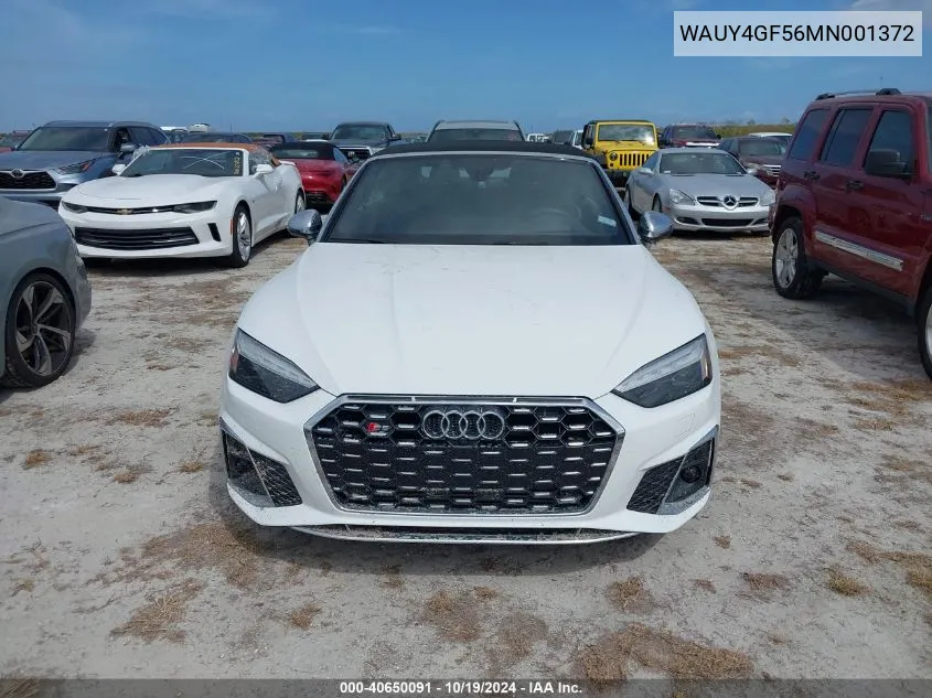 2021 Audi S5 Cabriolet Prestige Tfsi Quattro Tiptronic VIN: WAUY4GF56MN001372 Lot: 40650091