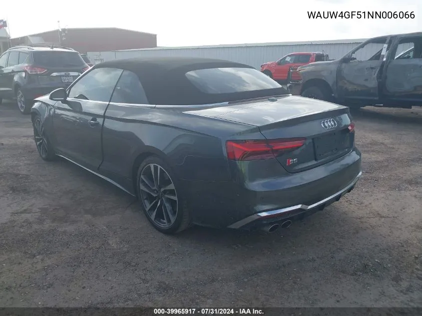 2022 Audi S5 Cabriolet Premium Plus Tfsi Quattro Tiptronic VIN: WAUW4GF51NN006066 Lot: 39965917