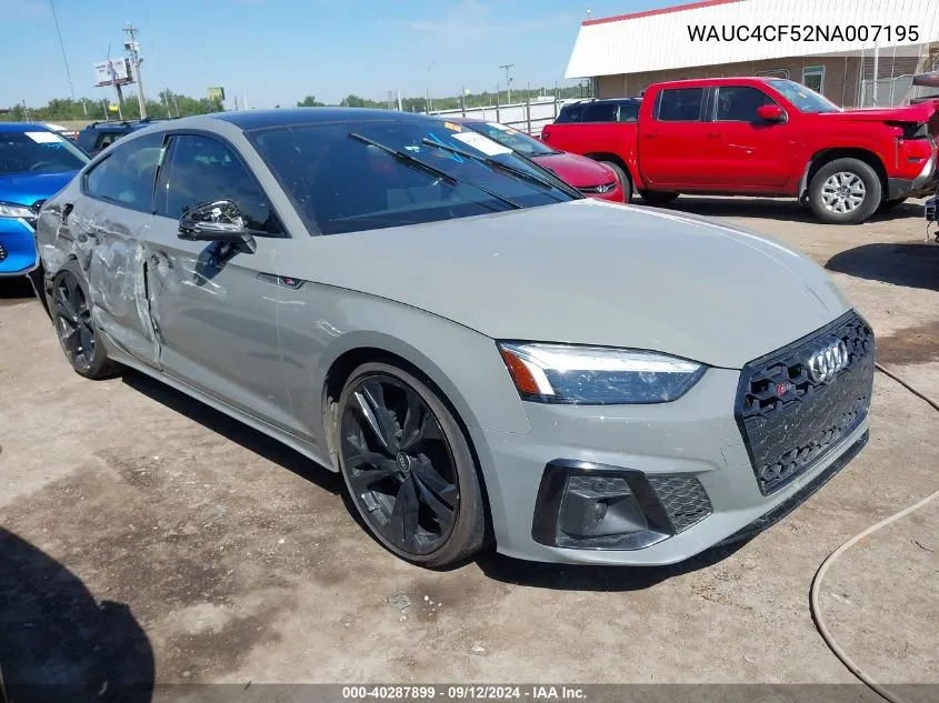 2022 Audi S5 Premium Plus VIN: WAUC4CF52NA007195 Lot: 40287899