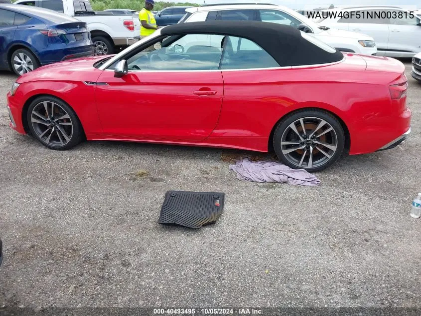 2022 Audi S5 Cabriolet Premium Plus Tfsi Quattro Tiptronic VIN: WAUW4GF51NN003815 Lot: 40493495