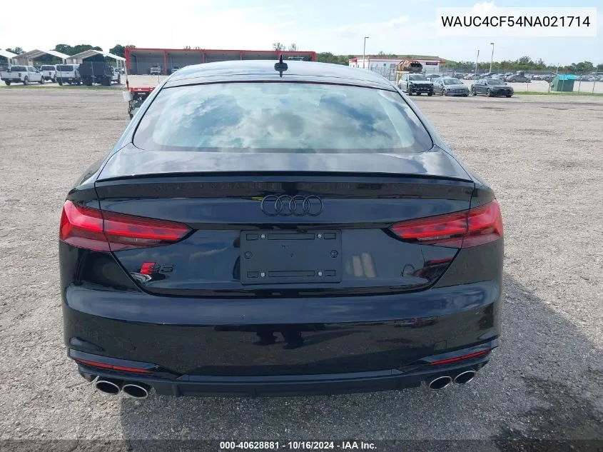 2022 Audi S5 Sportback Premium Plus Tfsi Quattro Tiptronic VIN: WAUC4CF54NA021714 Lot: 40628881