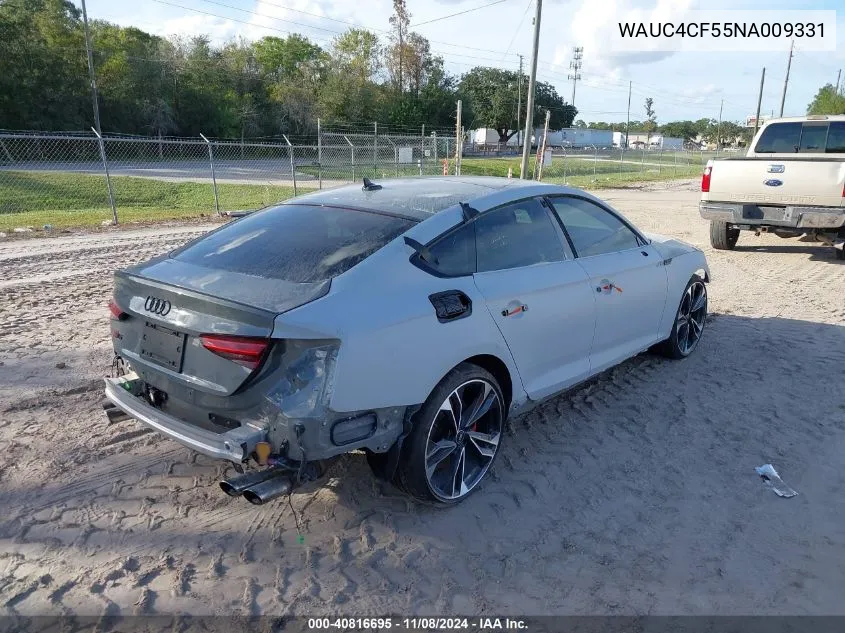 2022 Audi S5 Sportback Premium Plus Tfsi Quattro Tiptronic VIN: WAUC4CF55NA009331 Lot: 40816695