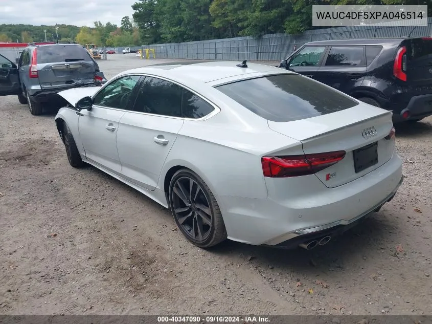 2023 Audi S5 Sportback Premium Plus Tfsi Quattro Tiptronic VIN: WAUC4DF5XPA046514 Lot: 40347090