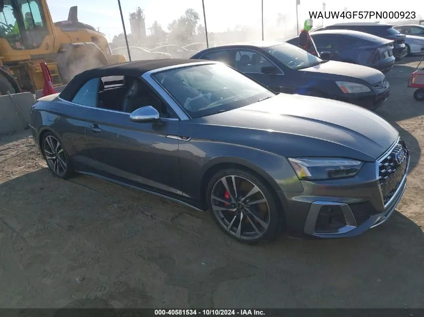 2023 Audi S5 Cabriolet Premium Plus Tfsi Quattro Tiptronic VIN: WAUW4GF57PN000923 Lot: 40581534