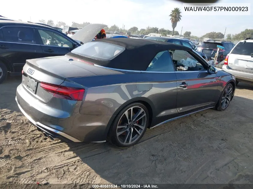 2023 Audi S5 Cabriolet Premium Plus Tfsi Quattro Tiptronic VIN: WAUW4GF57PN000923 Lot: 40581534