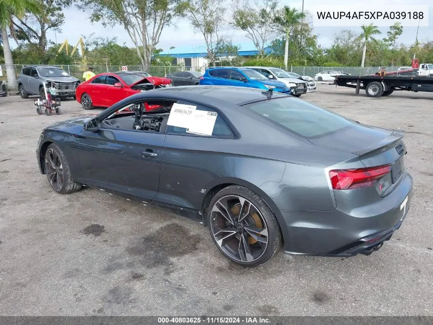 2023 Audi S5 Premium Plus Tfsi Quattro Tiptronic VIN: WAUP4AF5XPA039188 Lot: 40803625