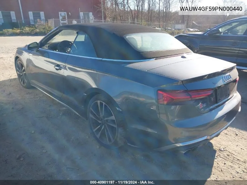 2023 Audi S5 Cabriolet Premium Plus Tfsi Quattro Tiptronic VIN: WAUW4GF59PN000440 Lot: 40901197