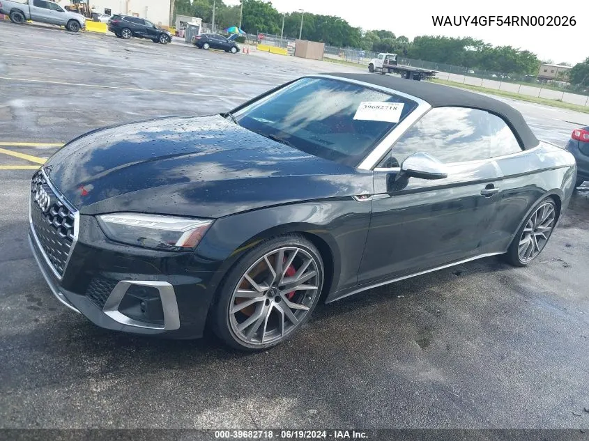 2024 Audi S5 Cabriolet Prestige Tfsi Quattro Tiptronic VIN: WAUY4GF54RN002026 Lot: 39682718