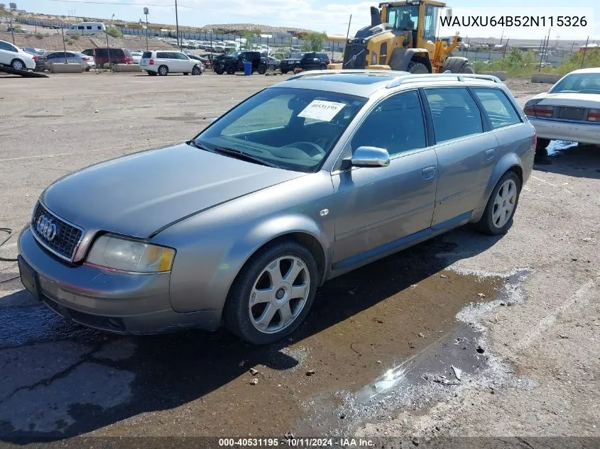 2002 Audi S6 Avant VIN: WAUXU64B52N115326 Lot: 40531195