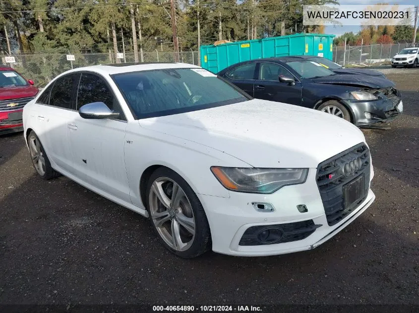 2014 Audi S6 4.0T Prestige VIN: WAUF2AFC3EN020231 Lot: 40654890