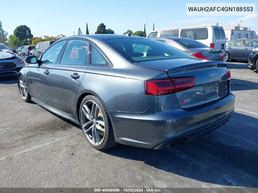 2016 Audi S6 4.0T Premium Plus VIN: WAUH2AFC4GN188553 Lot: 40508596