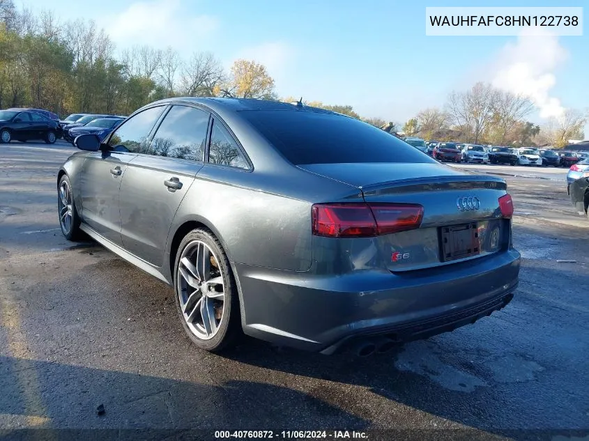 2017 Audi S6 4.0T Premium Plus VIN: WAUHFAFC8HN122738 Lot: 40760872