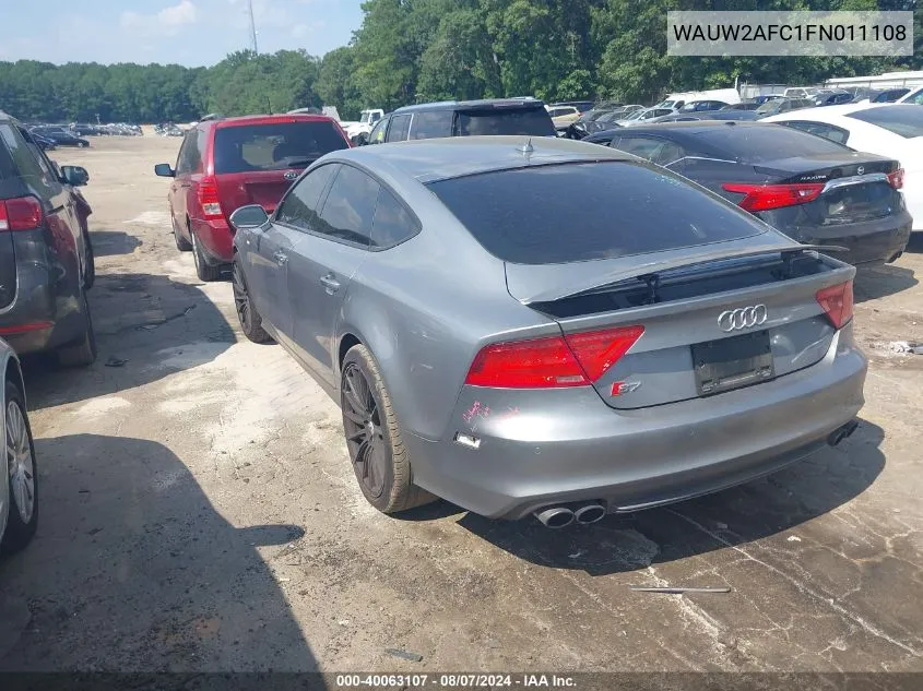 2015 Audi S7 4.0T VIN: WAUW2AFC1FN011108 Lot: 40063107