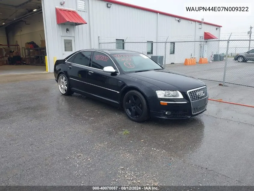 2007 Audi S8 5.2 VIN: WAUPN44E07N009322 Lot: 40070057