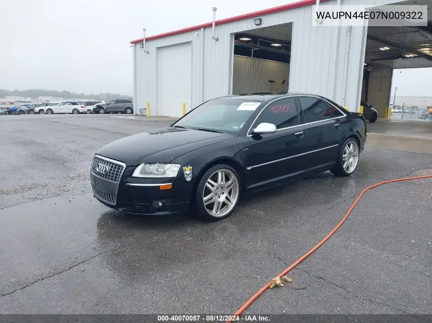 2007 Audi S8 5.2 VIN: WAUPN44E07N009322 Lot: 40070057