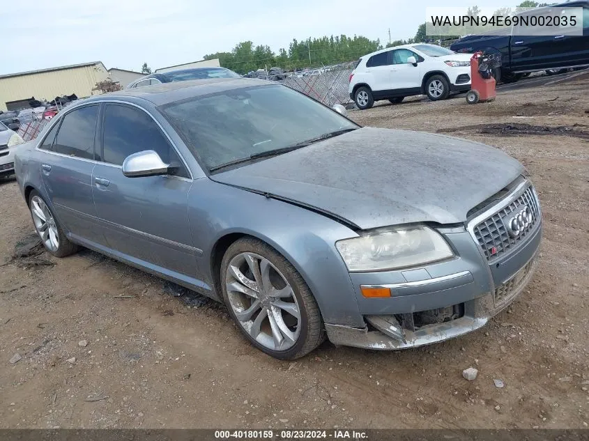 2009 Audi S8 5.2 VIN: WAUPN94E69N002035 Lot: 40180159