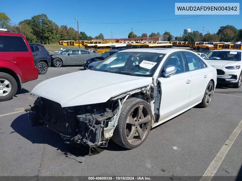 2014 Audi S8 4.0T VIN: WAUD2AFD9EN004342 Lot: 40609336