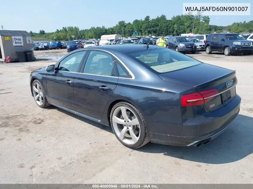 2016 Audi S8 4.0T Plus VIN: WUAJ5AFD6GN901007 Lot: 40000946