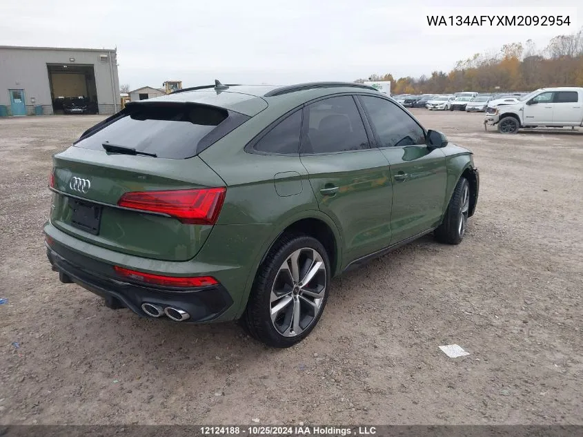 2021 Audi Sq5 Sportback VIN: WA134AFYXM2092954 Lot: 12124188