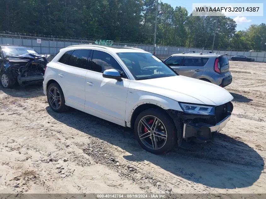 2018 Audi Sq5 3.0T Premium Plus VIN: WA1A4AFY3J2014387 Lot: 40142754