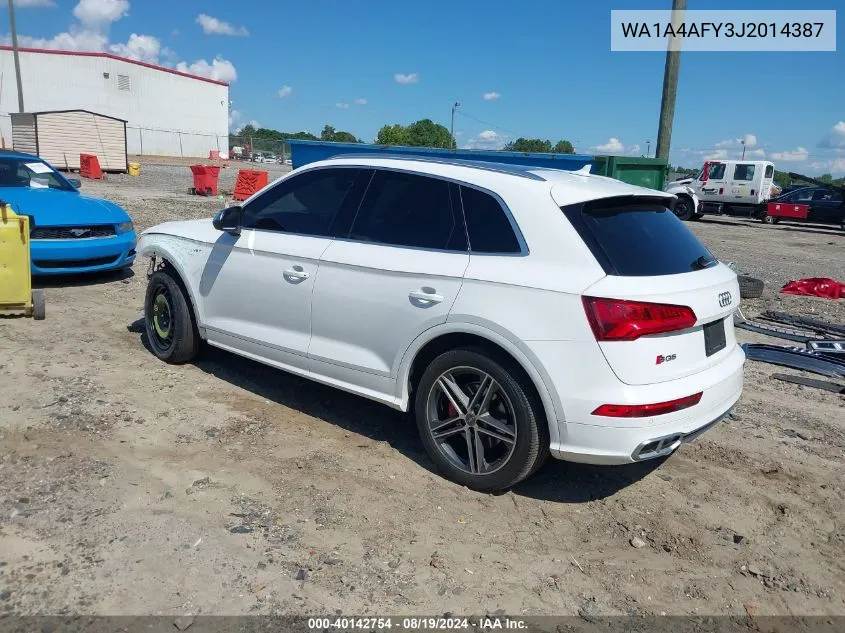 2018 Audi Sq5 3.0T Premium Plus VIN: WA1A4AFY3J2014387 Lot: 40142754