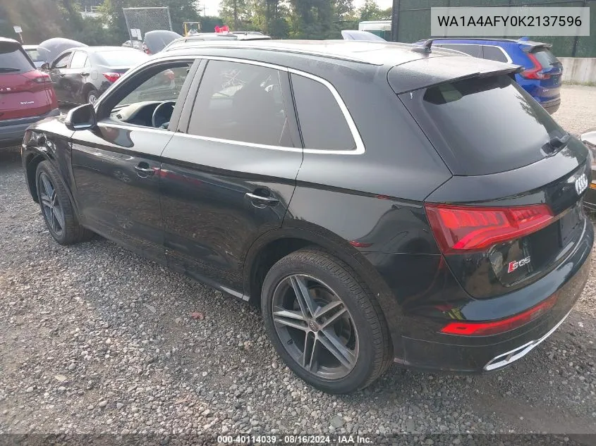 2019 Audi Sq5 3.0T Premium VIN: WA1A4AFY0K2137596 Lot: 40114039