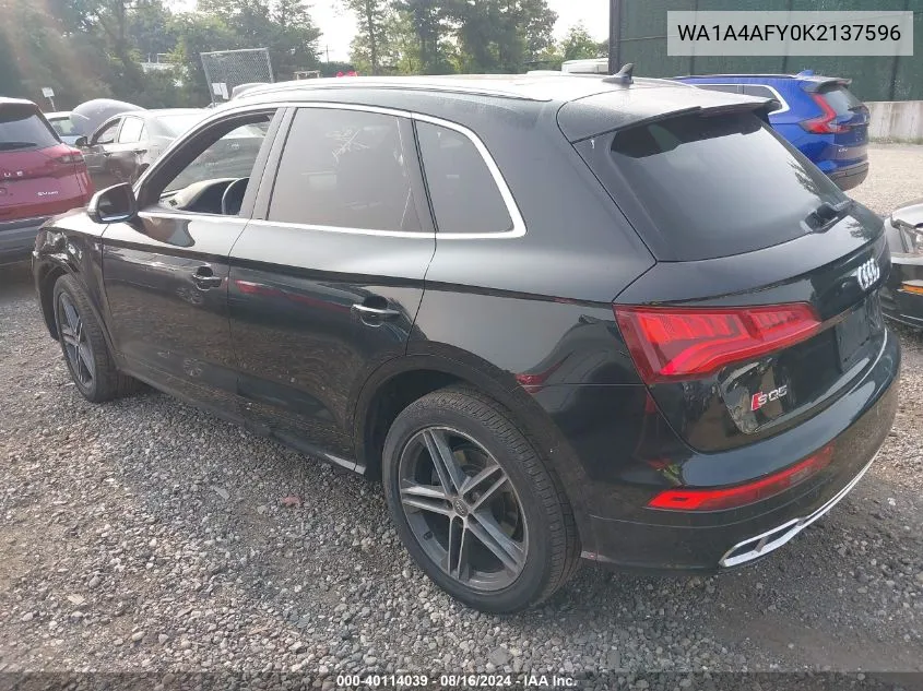 2019 Audi Sq5 3.0T Premium VIN: WA1A4AFY0K2137596 Lot: 40114039