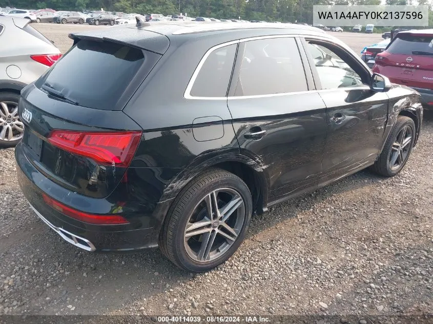 2019 Audi Sq5 3.0T Premium VIN: WA1A4AFY0K2137596 Lot: 40114039