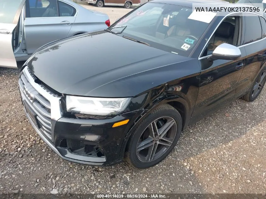 2019 Audi Sq5 3.0T Premium VIN: WA1A4AFY0K2137596 Lot: 40114039