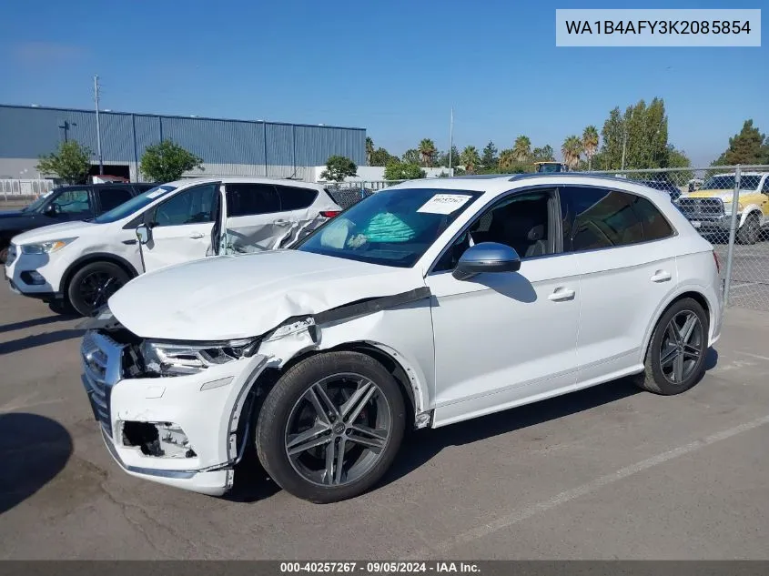 2019 Audi Sq5 3.0T Premium VIN: WA1B4AFY3K2085854 Lot: 40257267