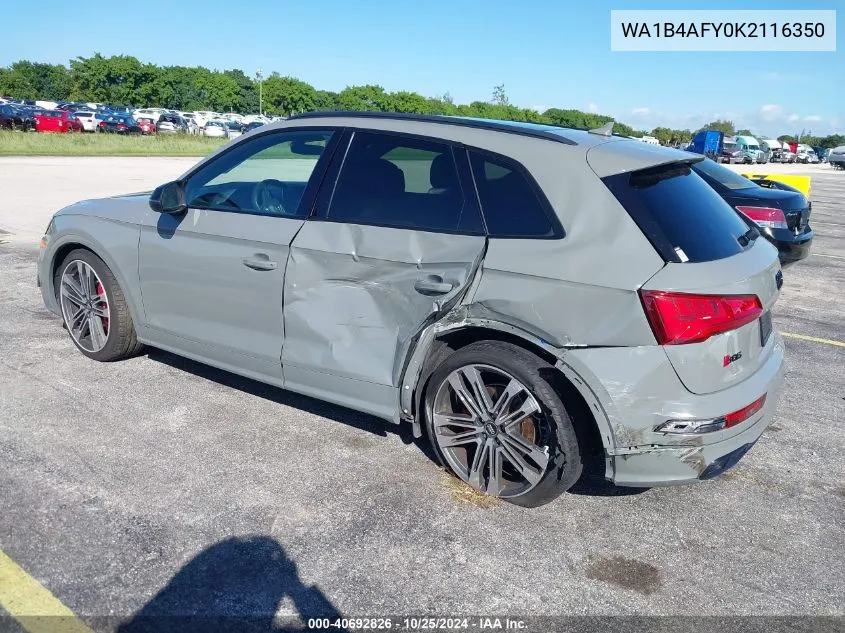 2019 Audi Sq5 3.0T Premium VIN: WA1B4AFY0K2116350 Lot: 40692826