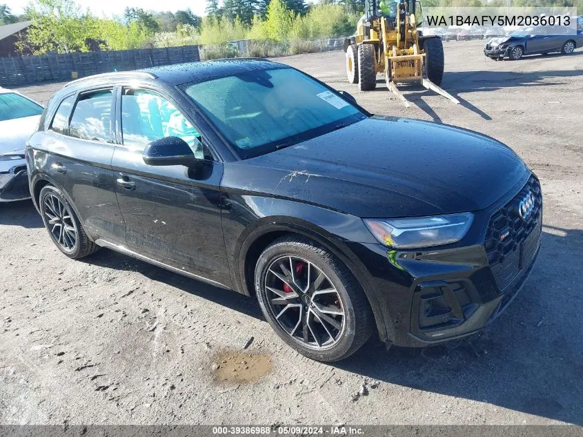 2021 Audi Sq5 Premium Plus Tfsi Quattro Tiptronic VIN: WA1B4AFY5M2036013 Lot: 39386988