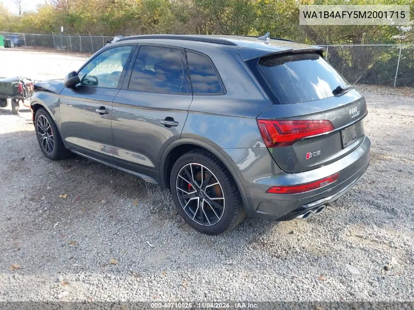 2021 Audi Sq5 Premium Plus Tfsi Quattro Tiptronic VIN: WA1B4AFY5M2001715 Lot: 40710025