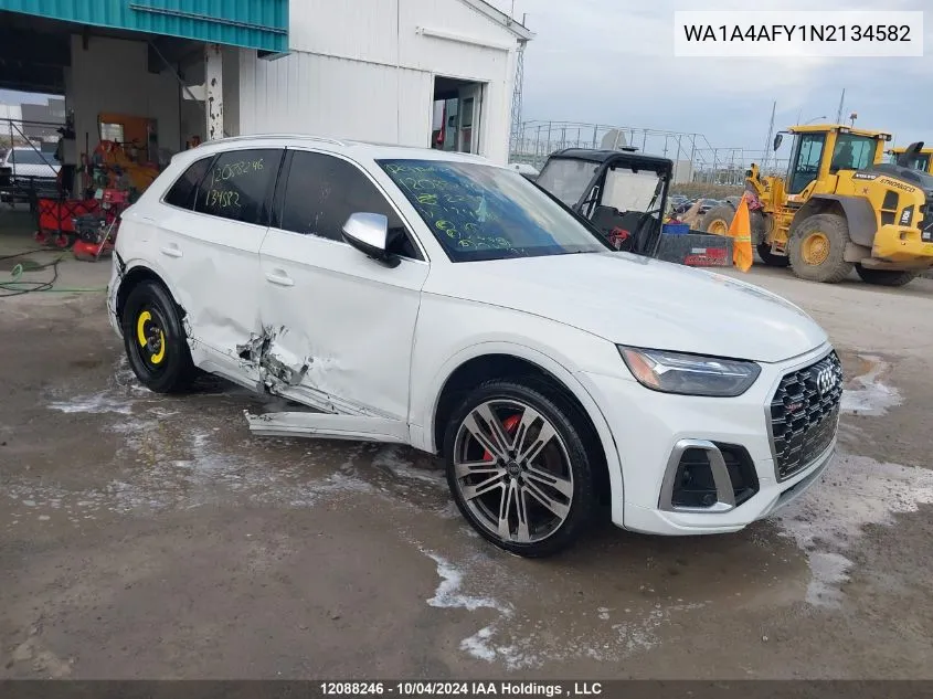 2022 Audi Sq5 Premium VIN: WA1A4AFY1N2134582 Lot: 12088246