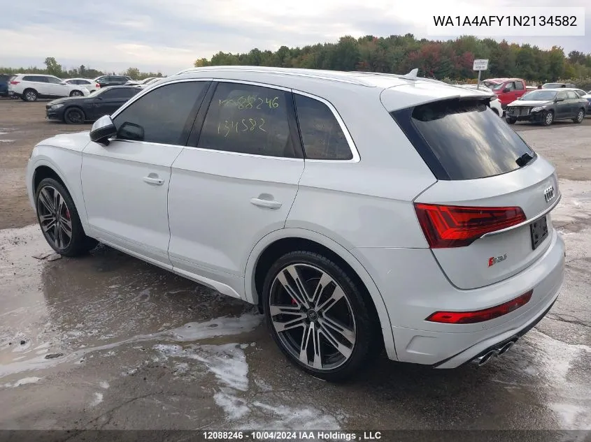 2022 Audi Sq5 Premium VIN: WA1A4AFY1N2134582 Lot: 12088246