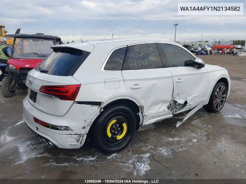 2022 Audi Sq5 Premium VIN: WA1A4AFY1N2134582 Lot: 12088246