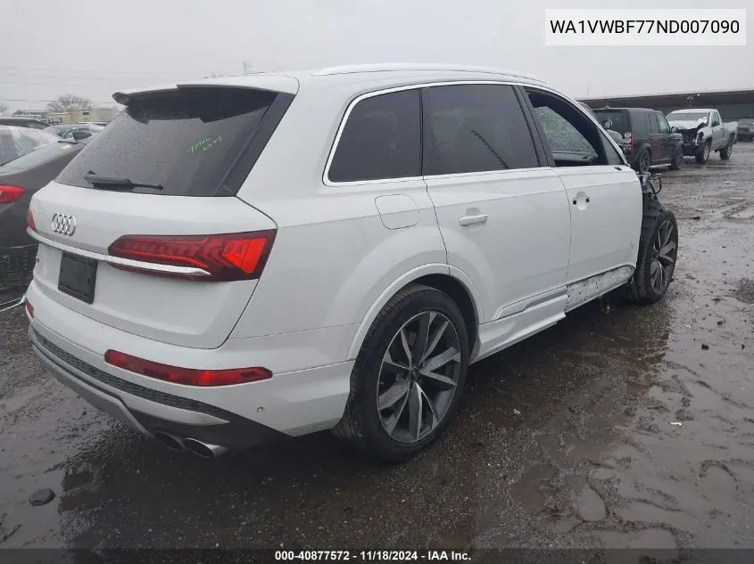 2022 Audi Sq7 Prestige Tfsi Quattro Tiptronic VIN: WA1VWBF77ND007090 Lot: 40877572