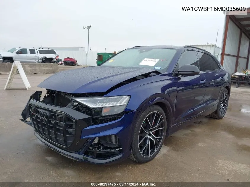 2021 Audi Sq8 Prestige Tfsi Quattro Tiptronic VIN: WA1CWBF16MD035609 Lot: 40297475