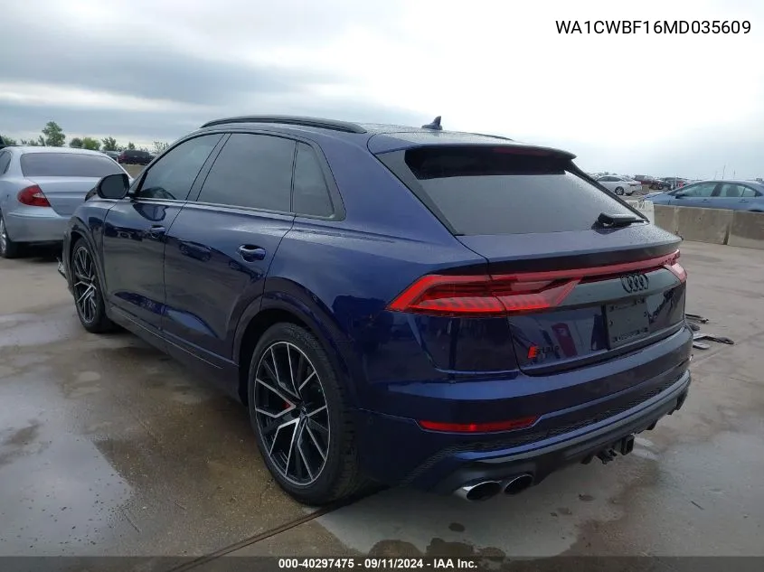 2021 Audi Sq8 Prestige Tfsi Quattro Tiptronic VIN: WA1CWBF16MD035609 Lot: 40297475