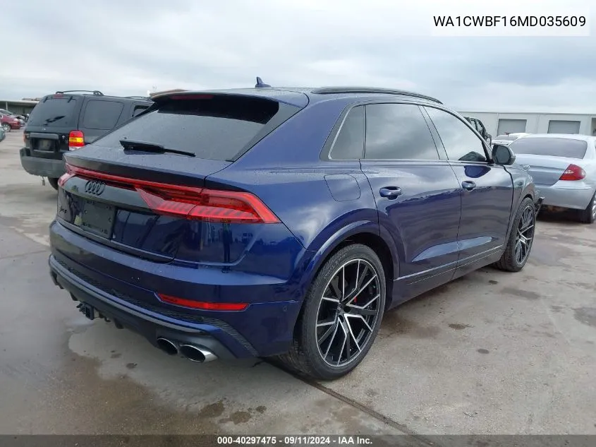 2021 Audi Sq8 Prestige Tfsi Quattro Tiptronic VIN: WA1CWBF16MD035609 Lot: 40297475