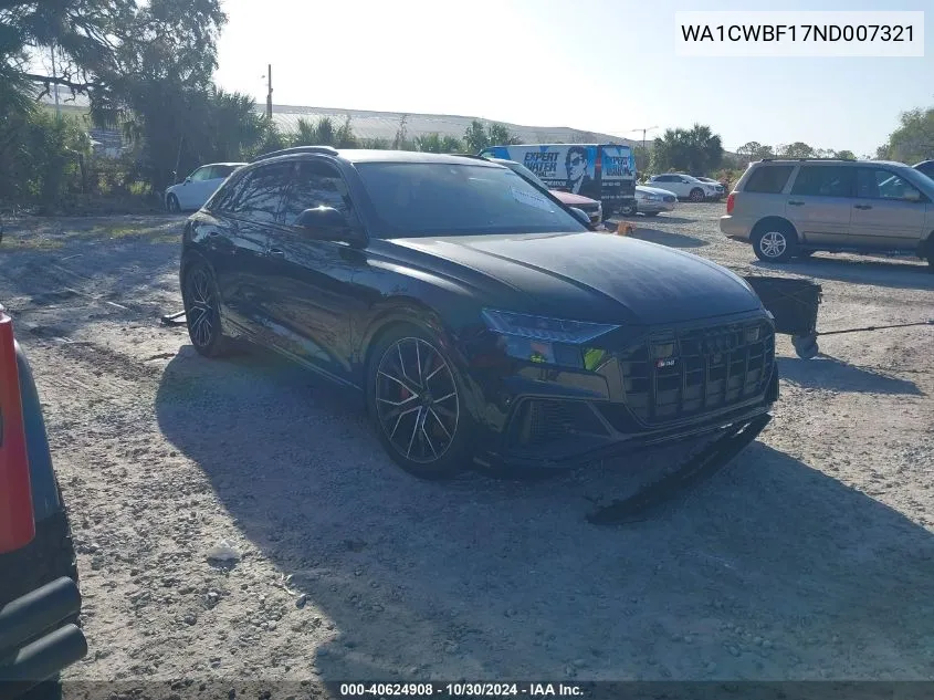 2022 Audi Sq8 Prestige Tfsi Quattro Tiptronic VIN: WA1CWBF17ND007321 Lot: 40624908