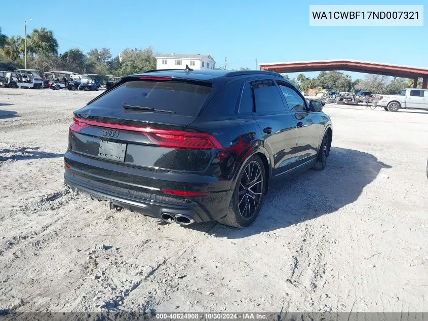 2022 Audi Sq8 Prestige Tfsi Quattro Tiptronic VIN: WA1CWBF17ND007321 Lot: 40624908