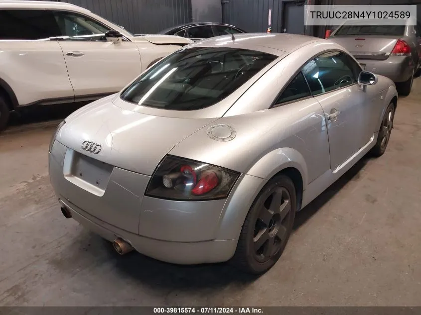 2000 Audi Tt VIN: TRUUC28N4Y1024589 Lot: 39815574