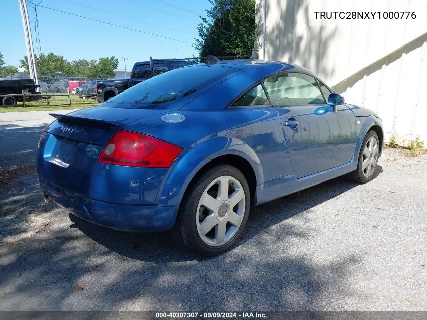 2000 Audi Tt VIN: TRUTC28NXY1000776 Lot: 40307307