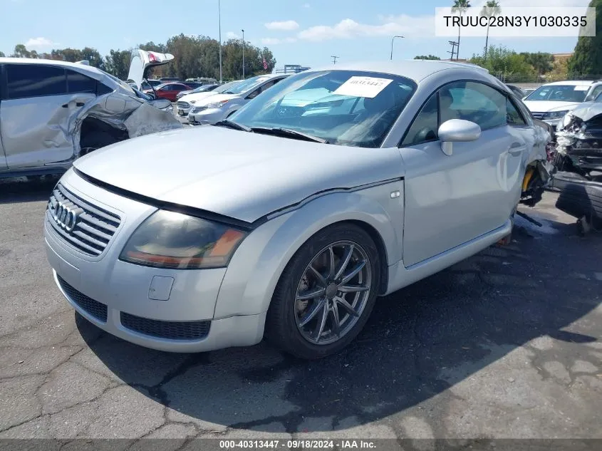 2000 Audi Tt VIN: TRUUC28N3Y1030335 Lot: 40313447