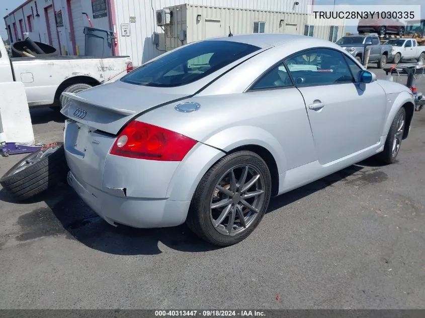 2000 Audi Tt VIN: TRUUC28N3Y1030335 Lot: 40313447