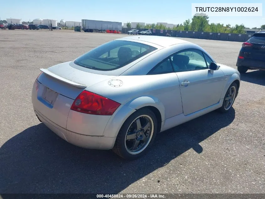 2000 Audi Tt VIN: TRUTC28N8Y1002624 Lot: 40458824