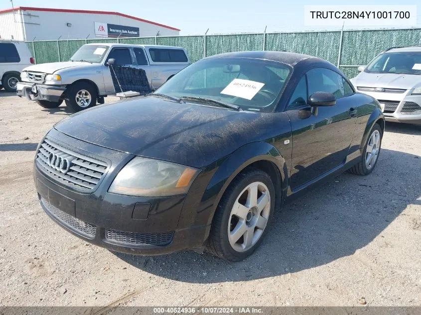 2000 Audi Tt VIN: TRUTC28N4Y1001700 Lot: 40524936