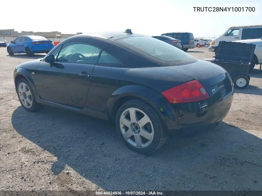 2000 Audi Tt VIN: TRUTC28N4Y1001700 Lot: 40524936