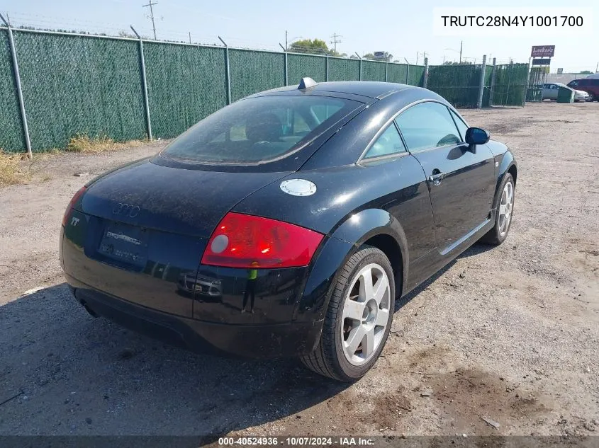 2000 Audi Tt VIN: TRUTC28N4Y1001700 Lot: 40524936